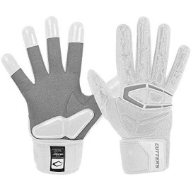 Cutters Lineman Padded Football Glove. Force 3.0 Extreme Grip Football Glove, Flexible Padded Palms & Back Of Hand, Adult, 1 Pair, White, Adult: Xxx-Large