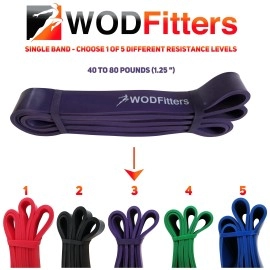WODFitters Pull Up Assistance Band for Stretching, Mobility Workouts, Warm Up, Recovery, Powerlifting, Home Fitness and Exercise (#3 Purple)