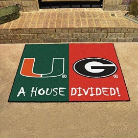 Fanmats 15670 Team Color 33.75 X 42.5 Rug (Miami - Georgia House Divided)