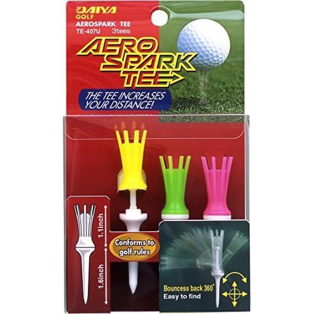 Daiya Aero Spark Golf Tees - 2.7 Regular - 3 Pack (Bright Colors)