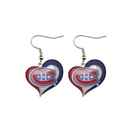 Aminco NHL Montreal Canadiens Swirl Heart Earrings, Size 2.5