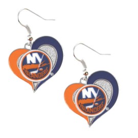 NHL Sports Team Logo Swirl Heart Dangle Earring