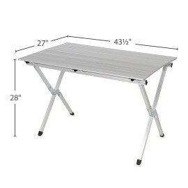 Camco Aluminum Roll-Up Table with Carrying Bag | Lightweight & Easy-to-Carry | Comfortably Sits 4-6 People | Ideal for Tailgating, Camping, the Beach, Parties & More (51892)