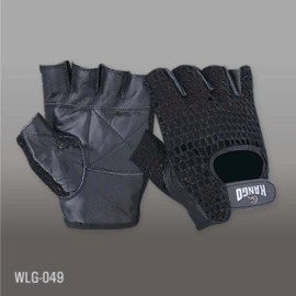 Kango Fingerless Gel Cotton Mesh Leather Weight Lifting Exercise Gym Glove Large Black