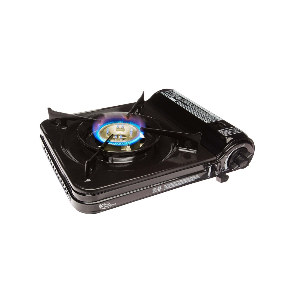 Sterno 50106 Portable Butane Stove with Piezo Electronic Ignition and Adjustable Flame, 9000 BTU, Black