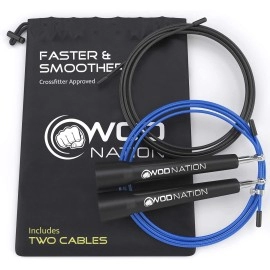 WOD Nation Speed Jump Rope - Blazing Fast Jumping Ropes - Endurance Workout forCrossfit, Boxing, MMA, Martial Arts or Just Staying Fit - Adjustable for Men, Women and Children