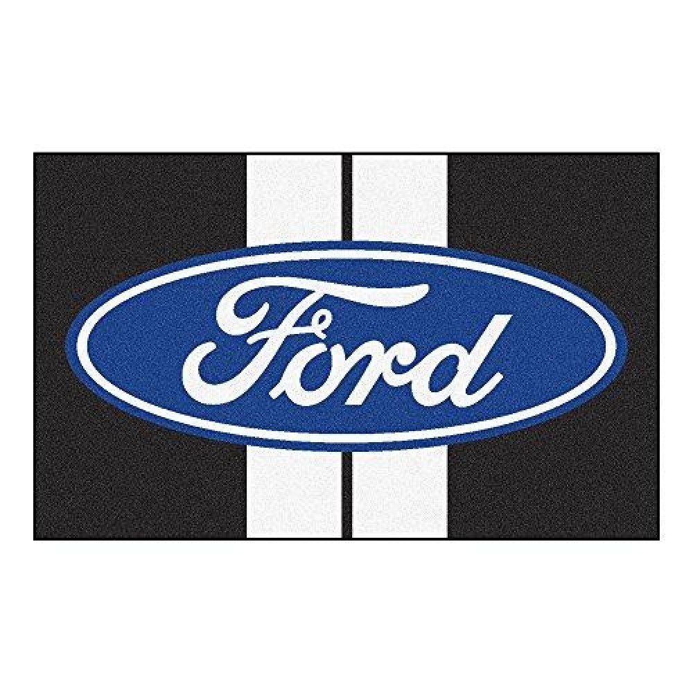 Fanmats 16130 Team Color 44X71 Ford Oval With Stripes Rug - Black