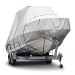 Budge 600 Denier Boat Cover Fits Hard Topt-Top Boats B-621-X8 (24 To 26 Long, Gray)