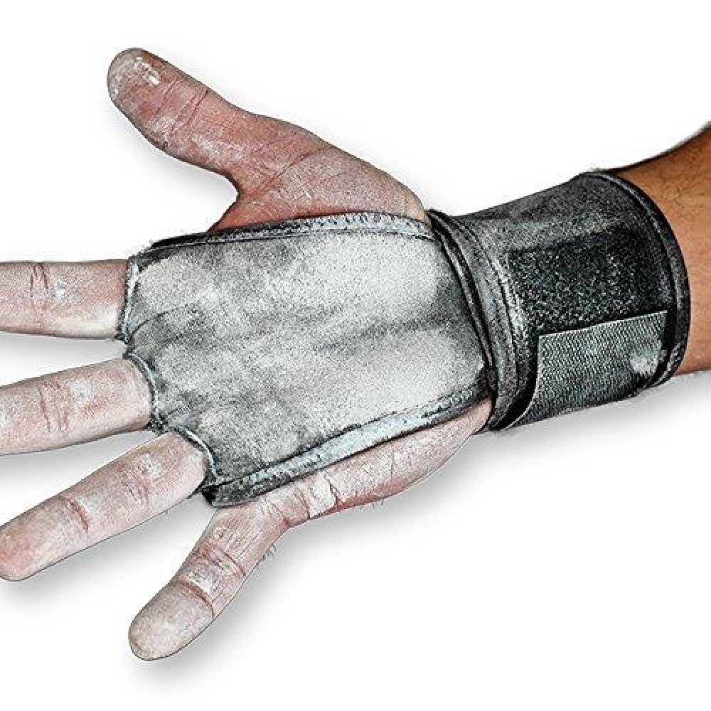 JerkFit WODies Hand Grips with Wrist Wraps for Weightlifting, Pull-Ups, Cross Training, WODs, and Gymnastics, Prevent Blisters and Rips, for Men and Women (Black, Large, Pair)