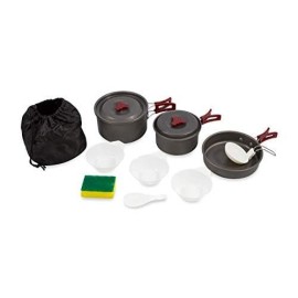 Camco Outdoor Nesting Cookware Set With Folding Handles For Campsites - Contains Pots, Pans, Mixing Bowls And Cleaning Scrubber; Comes With Convenient Travel Bag ; Great For Camping And Hiking (51312)