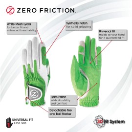 Zero Friction Women's Golf Gloves, Left Hand, One Size Golf, Lime Green