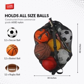 Soccer Ball Bag - Sports Equipment Bag, Mesh Laundry Bag, Beach Bag or Snorkel Gear Bag with Shoulder Strap - Extra Large 30 Inches X 40 Inches Commercial Grade Mesh - Perfect for Equipment Storage, Soccer Balls, Scuba Gear, Beach Toys, Basketball Bag and