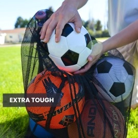 Soccer Ball Bag - Sports Equipment Bag, Mesh Laundry Bag, Beach Bag or Snorkel Gear Bag with Shoulder Strap - Extra Large 30 Inches X 40 Inches Commercial Grade Mesh - Perfect for Equipment Storage, Soccer Balls, Scuba Gear, Beach Toys, Basketball Bag and