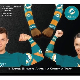 Littlearth unisex-adult NFL Miami Dolphins Strong Arms Tattoo Sleeves , Team Color, 17