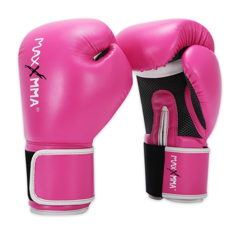 Maxxmma Pro Style Boxing Gloves For Men & Women, Training Heavy Bag Workout Mitts Muay Thai Sparring Kickboxing Punching Bagwork Fight Gloves (Pink, 10 Oz)