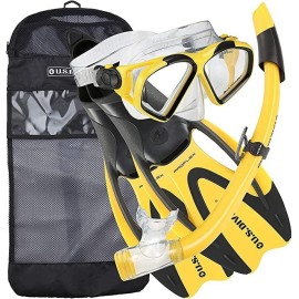 Us Divers Sr259O0701S Cozumel Snorkeling Set With Small 5-65 Proflex Fins, Cozumel Mask, Seabreeze Ii Snorkel, And Mesh Gear Bag, Yellow