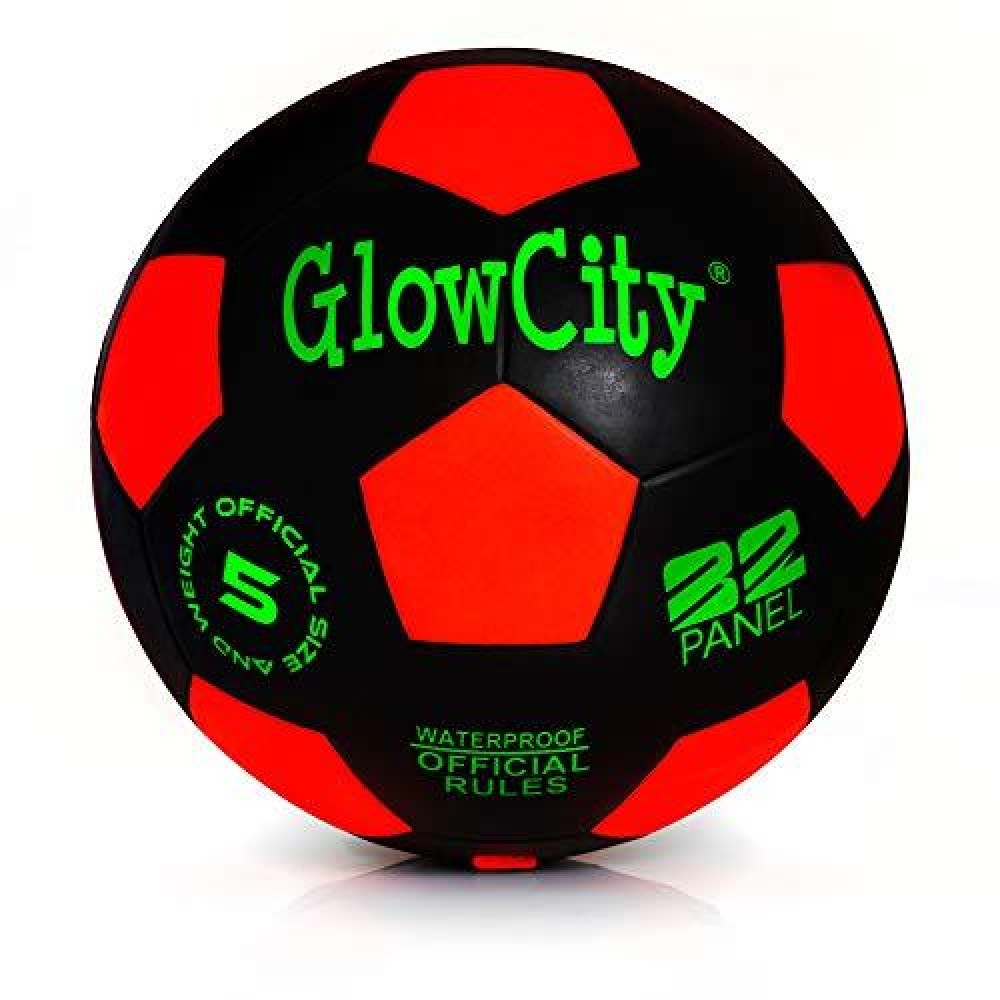 Glowcity Glow In The Dark Size 5 Soccer Ball-Black Light Up Soccer Ball Edition-Illuminates With Super Bright Led Light-Official Size And Weight Ball