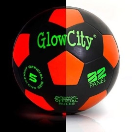 Glowcity Glow In The Dark Size 5 Soccer Ball-Black Light Up Soccer Ball Edition-Illuminates With Super Bright Led Light-Official Size And Weight Ball