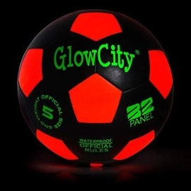 Glowcity Glow In The Dark Size 5 Soccer Ball-Black Light Up Soccer Ball Edition-Illuminates With Super Bright Led Light-Official Size And Weight Ball