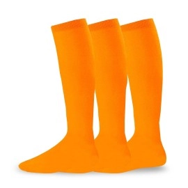 Youth To Adult Unisex Soccer Athletic Sports Team Cushion Socks 3-Pairs (Medium (9-11), Orange)