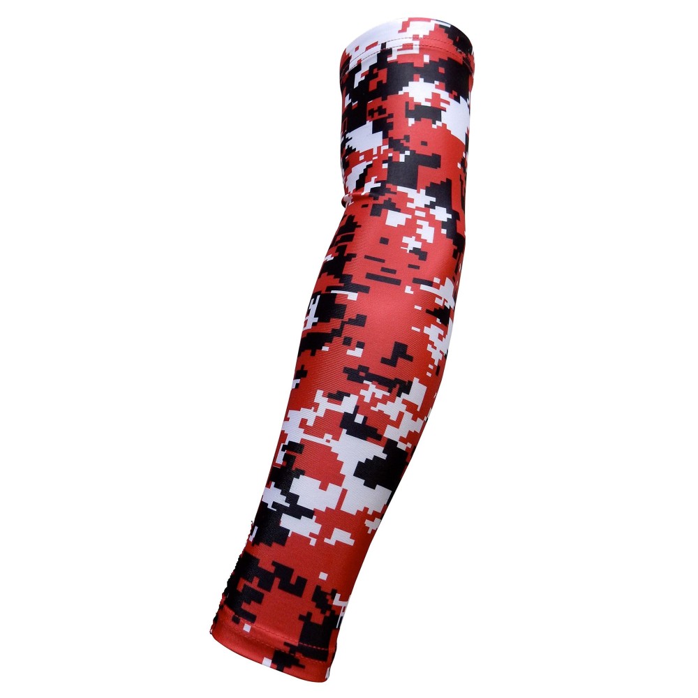 Sportsfarm New Moisture Wicking Compression Arm Sleeve (Red Digital Camo, Youth Medium)