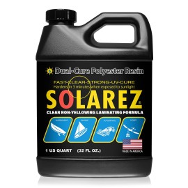 Solarez UV Dual Cure Low-VOC Clear Polyester Resin (Quart) ~ Clear Laminating Resin - No Waiting! for Custom Woodworking, Surfboards, Marine, Auto, Hobby ~ Eco-Friendly ~ Made in The USA