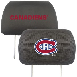 FANMATS 17027 Montreal Canadiens Embroidered Head Rest Cover Set - 2 Pieces