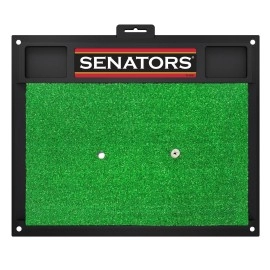 FANMATS 17046 Ottawa Senators 2-Piece Deluxe Car Mat Set, Vinyl Trim and Colored Team Logo, Dual Rib Charcoal Carpet, Trimmable Edges