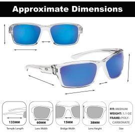 Flying Fisherman womens Cove Sunglasses, Clear Crystal Frames/Smoke-blue Mirror Lenses, Medium US