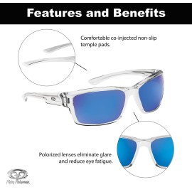 Flying Fisherman womens Cove Sunglasses, Clear Crystal Frames/Smoke-blue Mirror Lenses, Medium US