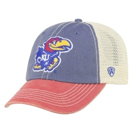 Top of the World Kansas Jayhawks Men's Relaxed Fit Adjustable Mesh Offroad Hat Team Color Icon, Adjustable