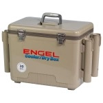 Engel UC30 30qt Leak-Proof, Air Tight, Fishing Drybox Cooler with Built-in Fishing Rod Holders, Also Makes The Perfect Hard Shell Lunchbox for Men and Women in Tan