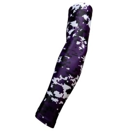 Sportsfarm New Moisture Wicking Compression Arm Sleeve (Purple Digital Camo, Youth Medium)