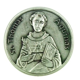 Patron of Academics Saint St Thomas Aquinas Pocket Token with Prayer Back