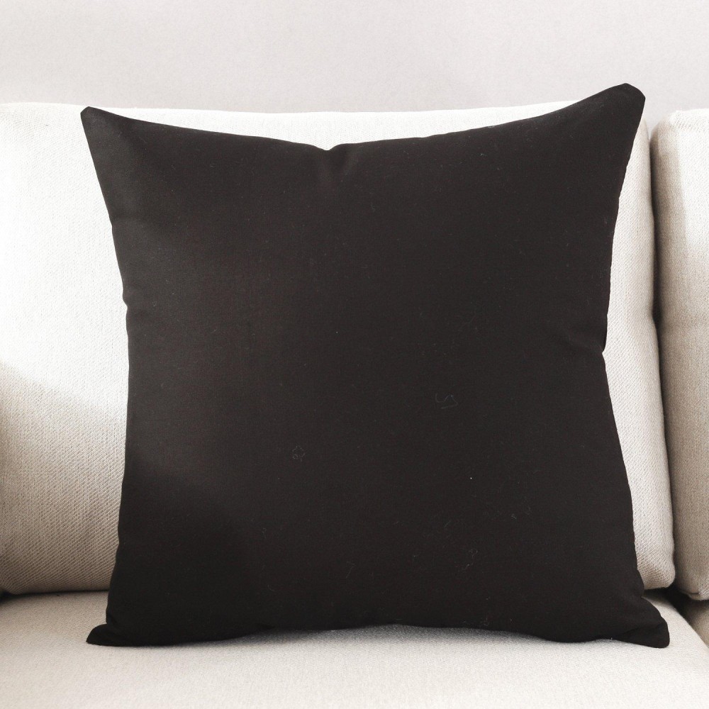 Taoson Home Decorative 100% Cotton Canvas Square Throw Pillow Cover Cushion Case Solid Pillowcase With Hidden Zipper Closure Multiple Colors (18X18(45X45Cm),Black)