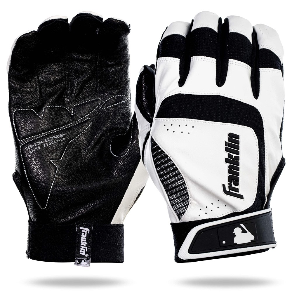 Franklin Sports Mlb Adult Shok-Sorb Neo Batting Gloves, White/Black, Large