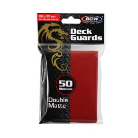 BCW 500 Count Deck Guard RED MATTE Finish for Stardard Size Collectable Cards - Deck Protector Sleeves [Display Bundle - 10 Packs]