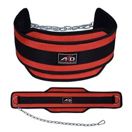 Ard Neoprene Dipping Belt Weight Lifting Belt Gym Belt Excercise Belt Heavy Chain Red