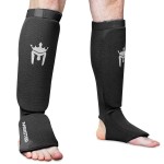 Meister Mma Elastic Cloth Shin Instep Padded Guards (Pair) - Black - Youthx-Small