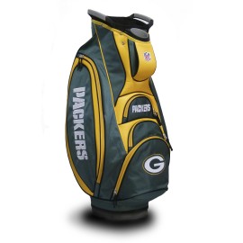 Team Golf NFL Green Bay Packers Victory Golf Cart Bag, 10-way Top with Integrated Dual Handle & External Putter Well, Cooler Pocket, Padded Strap, Umbrella Holder & Removable Rain Hood