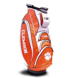 Team Golf NCAA Clemson Tigers Victory Golf Cart Bag, 10-way Top with Integrated Dual Handle & External Putter Well, Cooler Pocket, Padded Strap, Umbrella Holder & Removable Rain Hood