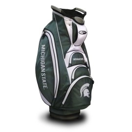Team Golf NCAA Michigan State Spartans Victory Golf Cart Bag, 10-way Top with Integrated Dual Handle & External Putter Well, Cooler Pocket, Padded Strap, Umbrella Holder & Removable Rain Hood