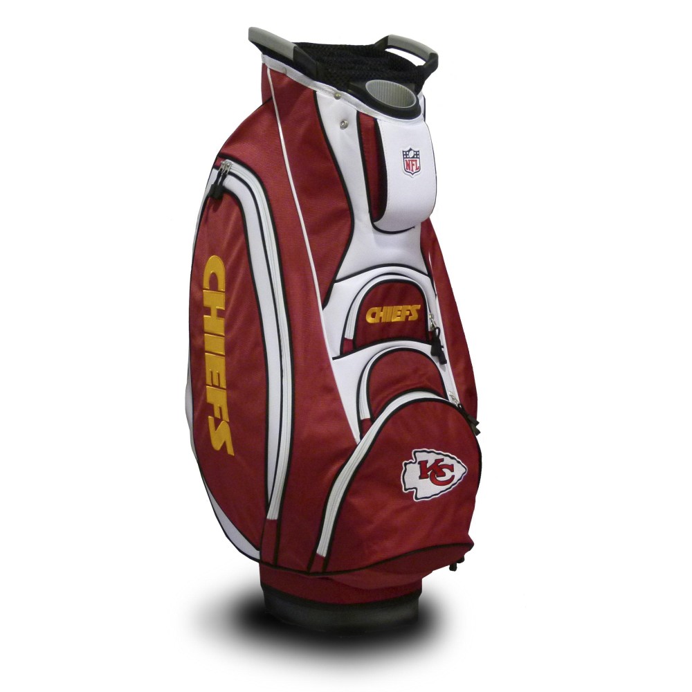 Team Golf NFL Kansas City Chiefs Victory Golf Cart Bag, 10-way Top with Integrated Dual Handle & External Putter Well, Cooler Pocket, Padded Strap, Umbrella Holder & Removable Rain Hood