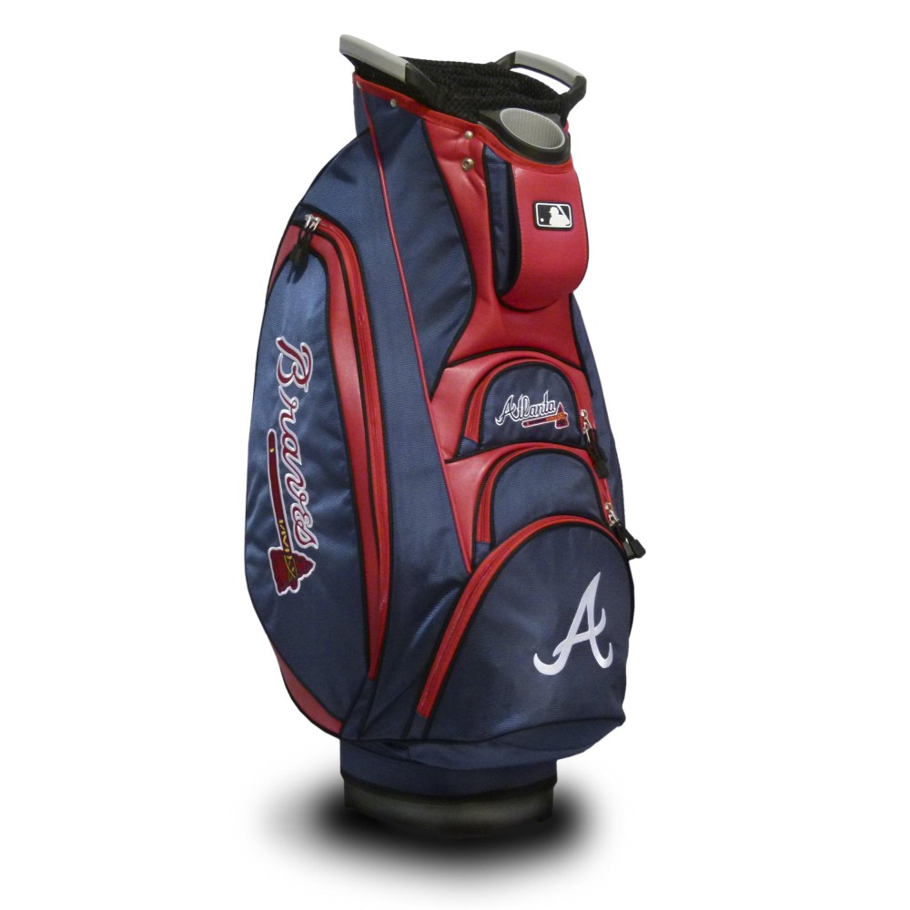 Team Golf MLB Atlanta Braves Victory Golf Cart Bag, 10-way Top with Integrated Dual Handle & External Putter Well, Cooler Pocket, Padded Strap, Umbrella Holder & Removable Rain Hood