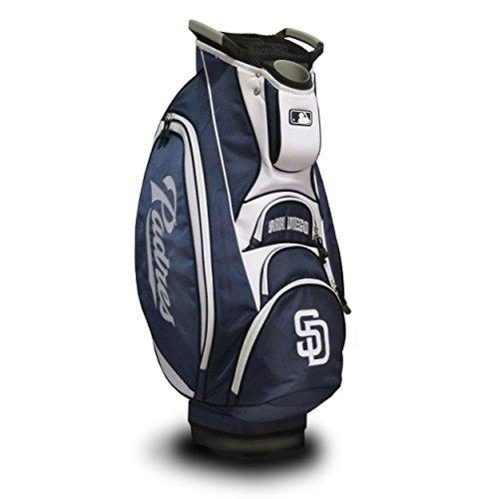 Team Golf Mlb San Diego Padres Victory Golf Cart Bag, 10-Way Top With Integrated Dual Handle & External Putter Well, Cooler Pocket, Padded Strap, Umbrella Holder & Removable Rain Hood