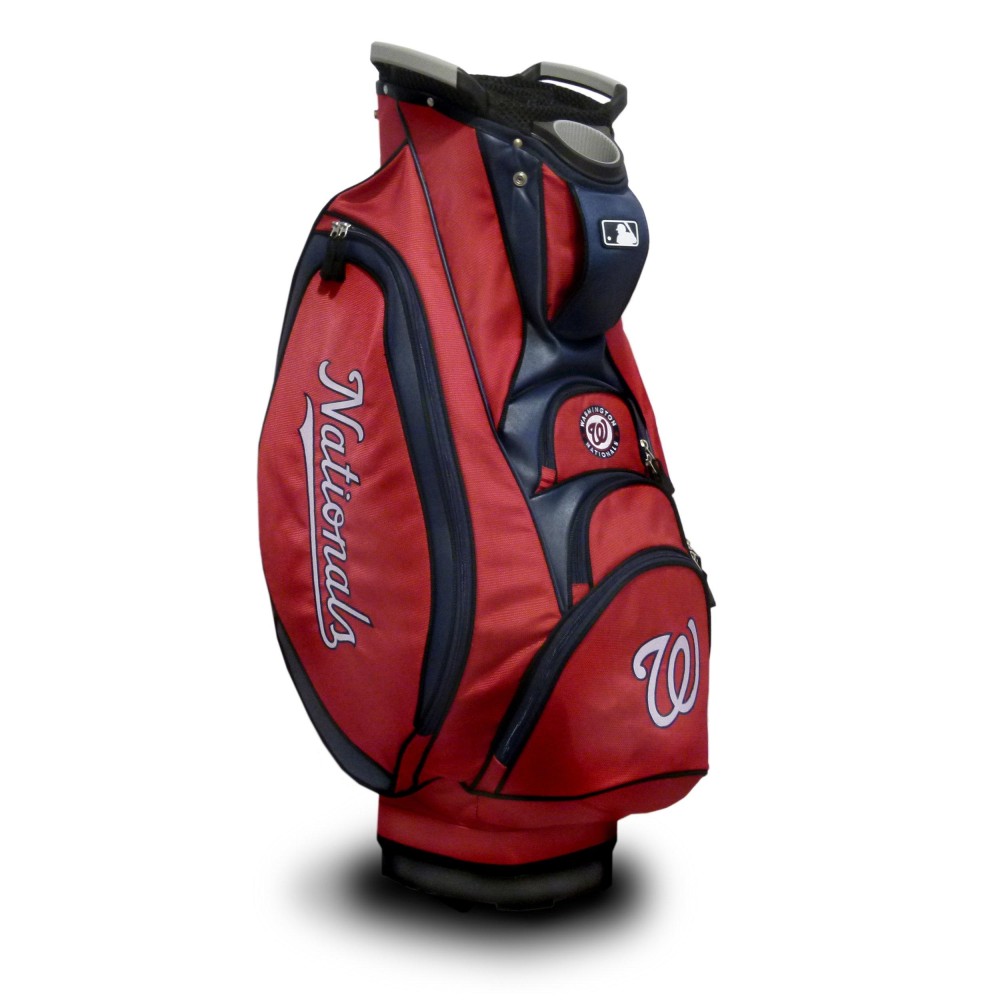 Team Golf MLB Washington Nationals Victory Golf Cart Bag, 10-way Top with Integrated Dual Handle & External Putter Well, Cooler Pocket, Padded Strap, Umbrella Holder & Removable Rain Hood