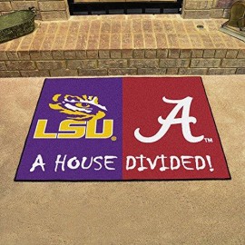 Fanmats - 17150 Ncaa House Divided: Lsu/Alabama Rug, 34 X 45/Small, Black