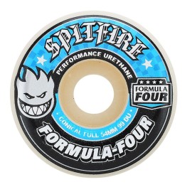 Spitfire Wheels Formula Four Conical Full White w/Blue Skateboard Wheels - 52mm 99a (Set of 4)