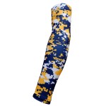 Sports Farm New Navy Blue Yellow White Digital Camo Arm Sleeve - Moisture Wicking Compression (Youth Medium)