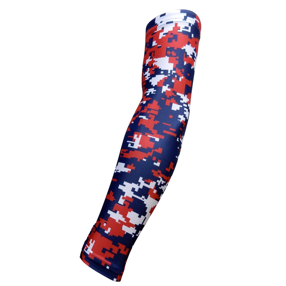 Sportsfarm New Navy Blue Red White Digital Camo Arm Sleeve - Moisture Wicking Compression (Medium)